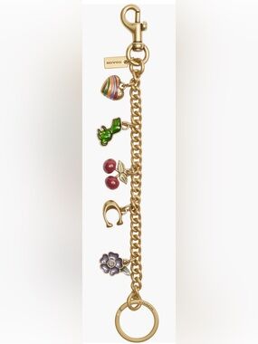 Coach Gold Bag Charm Whimsical W/ Cherry, Green Dinosaur, Heart, C Charms
